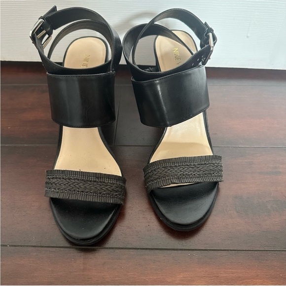 Size 10 Nine West Women’s Black Pinto Heels Pumps Strappy Sandals - Picture 4 of 7
